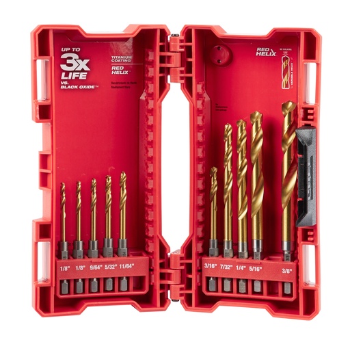 [31.01.48-89-4633] JUEGO DE MECHAS DE TITANIO SHOCKWAVE RED HELIX 10 PZAS MILWAUKEE