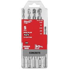 [31.01.48-20-7490] JUEGO DE 5 MECHAS PARA CONCRETO SDS-PLUS M/2  MILWAUKEE                                                                                   