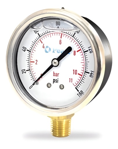 [79.13.MRG14] MANOMETRO 0-200 PSI  CON GLICERINA 2"   PEARL                                                                             