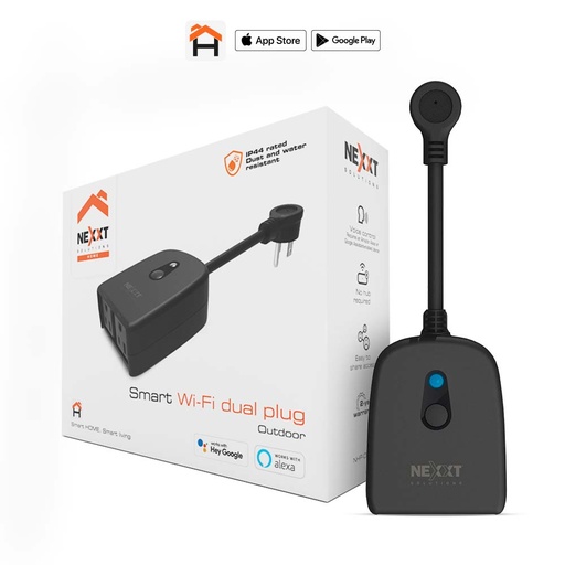 [91.03.NHPO610] TOMACORRIENTE INTELIGENTE DUAL PARA EXTERIOR WIFI  NHPO610  NEXXT                                                          