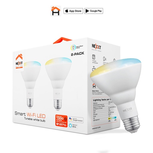 [91.03.NHBW2102PK] BOMBILLO LED 110V-BR30 REGULABLE WIFI BLANCO 2PACK  NHBW2102PK  NEXXT                                                   