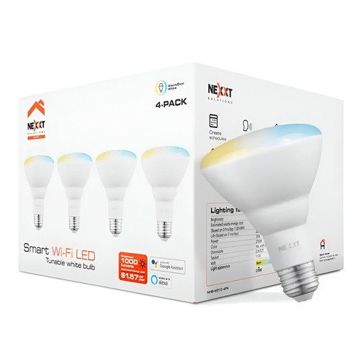 [91.03.NHBW2104PK] BOMBILLO LED 110V-BR30 REGULABLE WIFI EMP BLANCO 4PACK  NHBW2104PK  NEXXT                                               