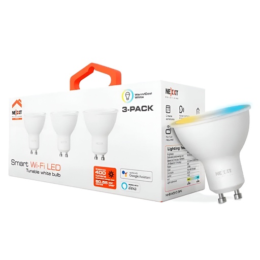 [91.03.NHBW3103PK] BOMBILLO LED INTELIGENTE 110V MR16 WIFI  BLANCO 3PACK  NHBW3103PK  NEXXT                                                