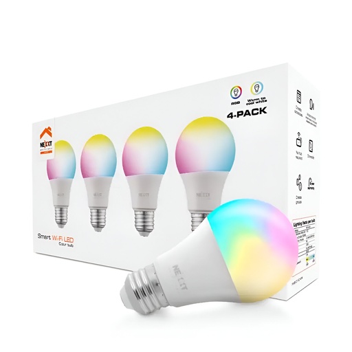 [91.03.NHBC1104PK] BOMBILLO LED INTELIGENTE WIFI 4PACK 110V A19 MULTICOLOR  NHBC1104PK  NEXXT                                              