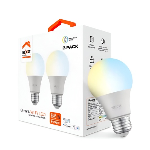 [91.03.NHBW1102K] BOMBILLO LED INTELIGENTE 110V A19 WIFI REGULABLE BLANCO NHBW1102K NEXXT