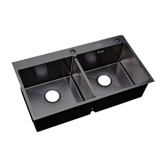 [79.77.FRE.01.10] FREGADERO DOBLE TINA ACERO INOX NEGRO ST 82X45X22 BARI   BARI                                                           