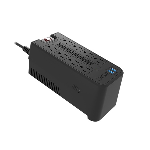 [91.02.FVR1221USB] REGULADOR AUTOMATICO DE VOLTAJE 600VATIOS 1200VA 8 TOMAS 2 USB  FVR1221USB  FORZA                                       