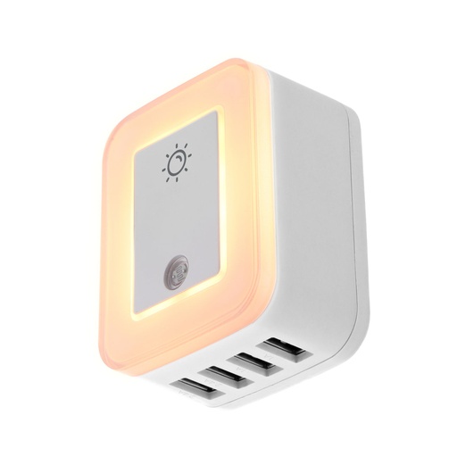 [91.02.FWT4012USB] CARGADOR DE PARED 110/120V 4USB 4.8 NIGHTLIGHT  FWT4012USB  FORZA                                                       