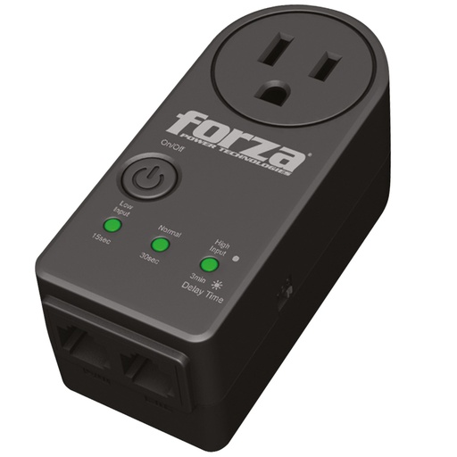 [91.02.FVP1201N] PROTECTOR DE VOLTAJE 900J 120V1800W 1OUTLET RJ45 NEGRO  FVP1201N  FORZA                                                 