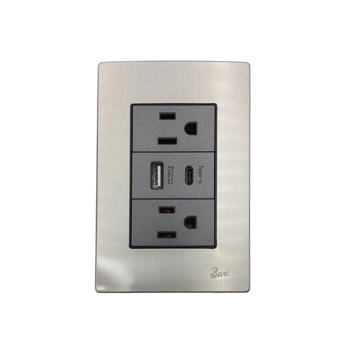 [60.15.INT0211] TOMA DOBLE USB SERIE INOX BARI