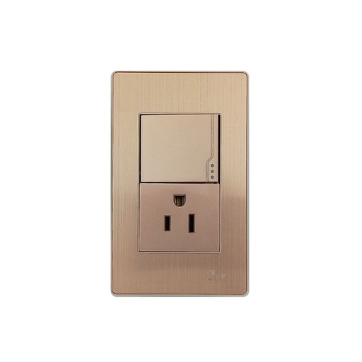[60.15.INT0308] INTERRUPTOR+TOMA DOBLE CON TIERRA OTTONE  BARI                                                                          