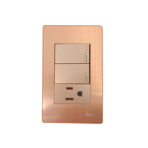 [60.15.INT0312] INTERRUPTOR DOBLE+TOMA CON TIERRA SERIE OTTONE  BARI                                                                    