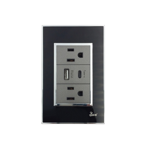 [60.15.INT0511] TOMA DOBLE USB SERIE NERO  BARI                                                                                         