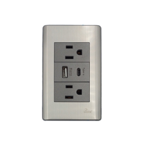 [60.15.INT0611] TOMA DOBLE USB SERIE METALLO  BARI                                                                                      