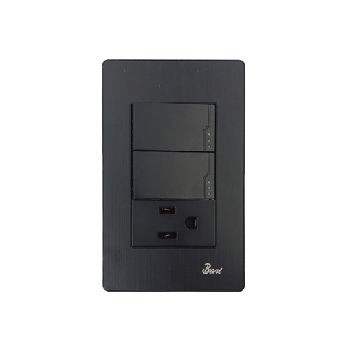 [60.15.INT0712] INTERRUPTOR DOBLE+TOMA CON TIERRA SERIE BUIO  BARI                                                                      