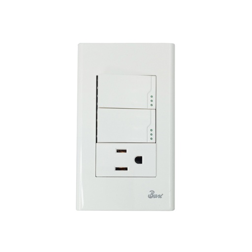 [60.15.INT0112] INTERRUPTOR DOBLE+TOMA CON TIERRA SIMPLICE  BARI                                                                        