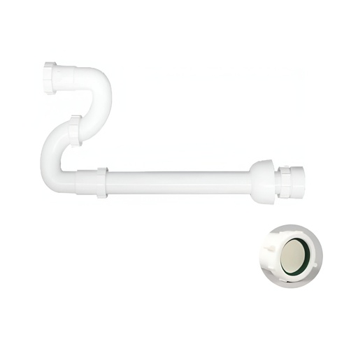 [79.M42115] SIFON PLASTICO 1.1/4" C/ADAPTADOR DESLIZ. LAVAMANOS MHILER                                                                                  
