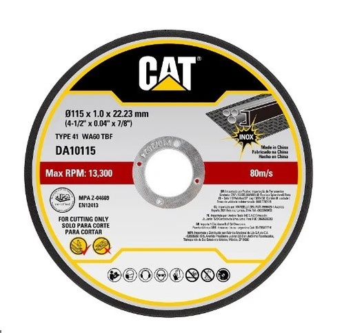[31.DA10115] DISCO DE CORTE PARA  METAL 4.1/2"X1/25(1MM)  DA10115   CAT                                                                 