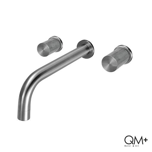 [79.QM.14.800.1004S] GRUPO LAVAMANOS A PARED QM+ SUPREME 20 CM SATIN