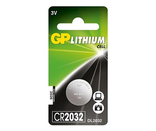 [02.02.GPCR2032] BATERIA LITIO TIPO BOTON, CR2032, 3V, GP                                                                                