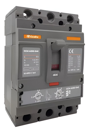[90.02.GCM-A250-200] INTERRUPTOR TERMOMAGNETICO 200A DE CAJA MOLDEADA, 3 POLOS, AJUSTE CORRIENTE NOMINAL, EXCELINE