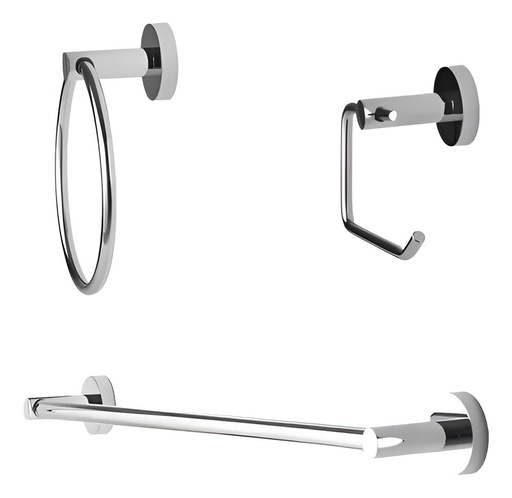 [79.M2132] JUEGO ACCESORIOS BAÑO REDONDO 3 PZAS MHILER                                                             