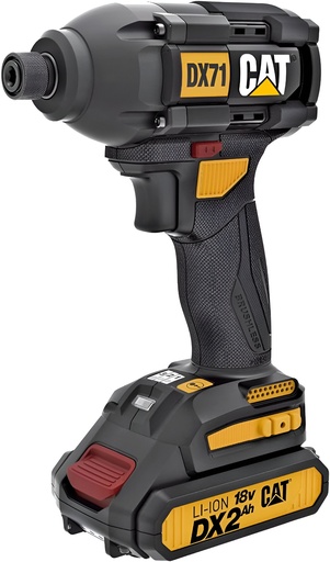 [31.DX71KC0120] KIT ATORNILLADOR IMP. 1/4" 18V BRUSH, CON BATERIA 2.0Ah/CARGADOR, DX71, CAT                                             