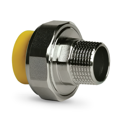 [79.14.DSI207A] UNIÓN CON ROSCA MACHO DE 25 MM X 1", LINEA AMARILLA, DONSEN                                             