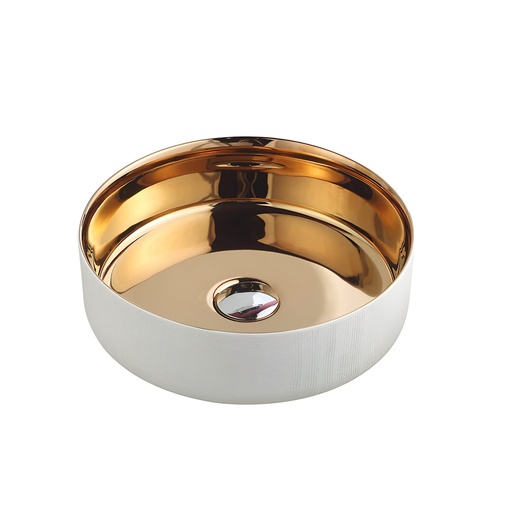 [06.07.KU3134LSWG] LAVAMANOS S/T BLANCO CEPILLADO DORADO KU3134LSWG KUBO                                
