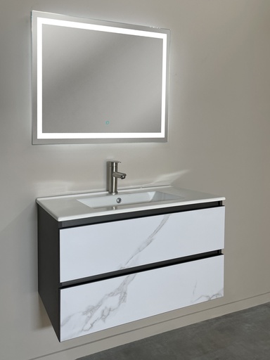 [06.08.6500C] MUEBLE GRANADA GRIS ANTRACITA/MARMOL C/LAVAMANOS+ESPEJO+GRIFERIA+DESAGUE 6500C ECOBAÑOS               