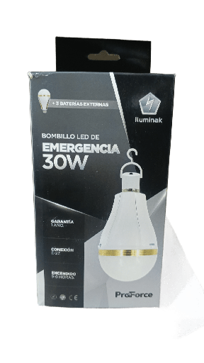[60.11.XK30DB] BOMBILLO DE EMERGENCIA 30W,  BATERIA EXTERNA RECARGABLE, ILUMINAK