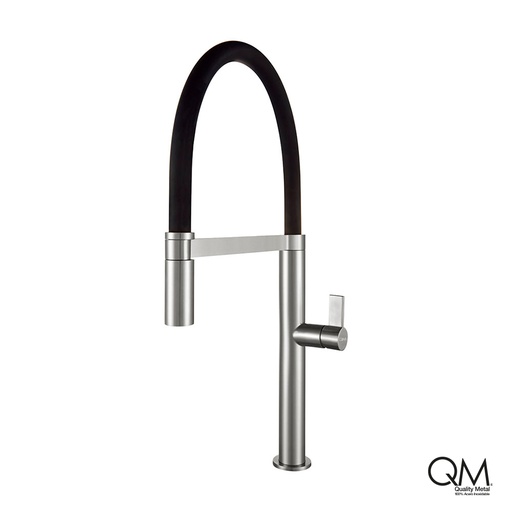 [79.QM.14.700.1005GR] GRIFERIA P/COCINA C/MANG. EXTRAIBLE GUN GREY DELTA QM 