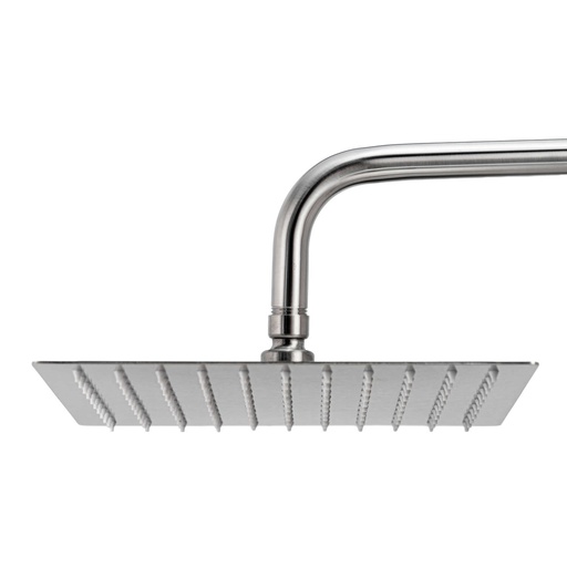 [80.BDHLFL10] REGADERA CUADRADA ULTRADELGADA 10", SATINADA, C/TUBO, BD-HLFL10, OMEGA