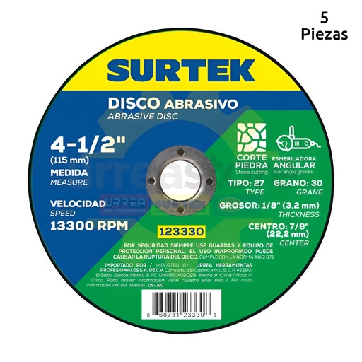 [30.31.123330] DISCO DE CORTE 4.1/2", SURTEK