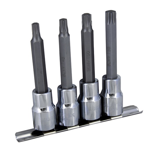 [30.31.F5800TL] JUEGO DE 4 DADOS PUNTA TORX LARGA T40A T55 CUADRANTE 1/2", SURTEK