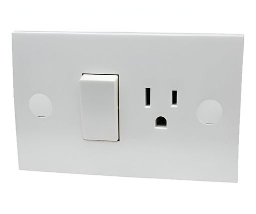 [60.16.06074] INTERRUPTOR + TOMACORRIENTE 06074,BLANCO 1P/10AMP,BLOCK VIMAR