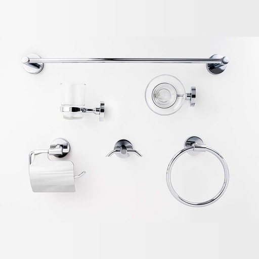 [80.5100CP] JUEGO DE ACCESORIOS P/BAÑO, REDONDO SATINADO 5100-CP , OMEGA 