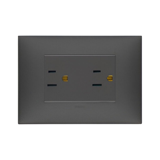 [60.16.09A64.CM.14] TOMACORRIENTE DOBLE CARBON MATE P.A NEVE UP VIMAR