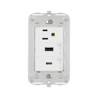 [60.16.09A95.01] TOMACORRIENTE + USB BLANCO P.A NEVE UP VIMAR
