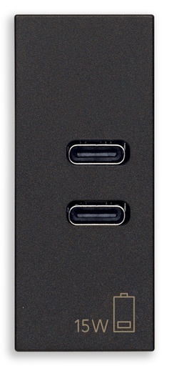 [60.16.30292.CCG] ALIMENTADOR USB C+C 5V 3A NEGRO LINEA VIMAR