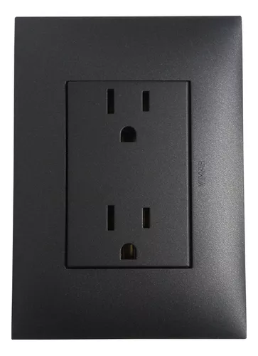 [60.16.30243.G] TOMACORRIENTE DOBLE 2P+T 15A AMERICANO NEGRO LINEA VIMAR