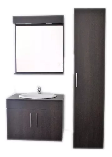 [06.01.TAK4] MUEBLE P/BAÑO, 41X41X55 CM, ESPEJO 40X80 CM - LAVAMANOS DE CERAMICA - COLOR GRIS OSCURO, TAK4, RIVER