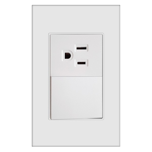 [KOB-E7222W] INTERRUPTOR + TOMACORRIENTE C/TIERRA 15AMP - 125V  BLANCO-DELUXE,TANIA