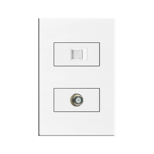 [KOB-E7582W] TOMA COAXIAL + TOMA TELEFONICA BLANCO-DELUXE,TANIA