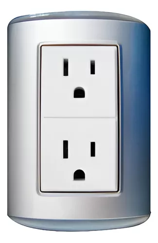 [KOB-E7228WMS] RECEPTACULO DOBLE C/TIERRA 15AMP - 125V BLANCO METALICO PLATA,TANIA
