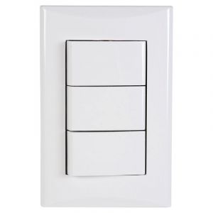 [KOB-E7313WMST] INTERRUPTOR TRIPLE TRIWAY 15AMP - 125V BLANCO METALICO PLATA,TANIA