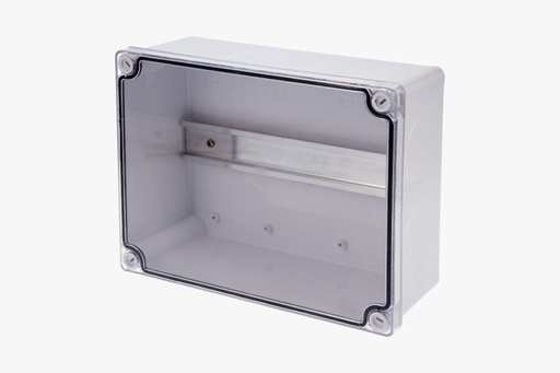 [79.08.14X18X8TTR] CAJA DE PASO TRANSPARENTE 14 x 18 x 8 CM  IP65 TT C/RIEL BLANCO CILES