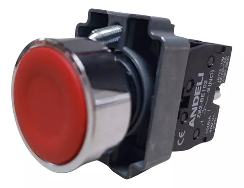 [60.19.XB2-BA42] INTERRUPTOR DE BOTON ROJO METALICO CON RETORNO XB2-BA42 1 NC ANDELI