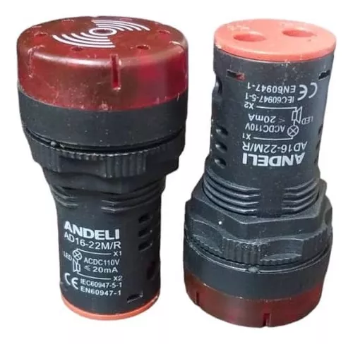 [60.19.AD16-22M/R 110 V] ALARMA AUDIBLE CON LUZ (FLASH LIGHT) ROJO 110V ANDELI