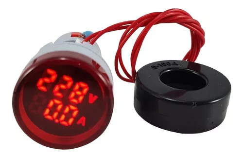 [60.19.AD101-22VAM-R] INDICADOR DE VOLTAJE Y CORRIENTE AD101-22VAM ROJO AC50-500V/0-100A REDONDO ANDELI